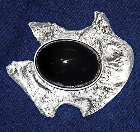Silver Black Onyx Broach by Jessica Kidd