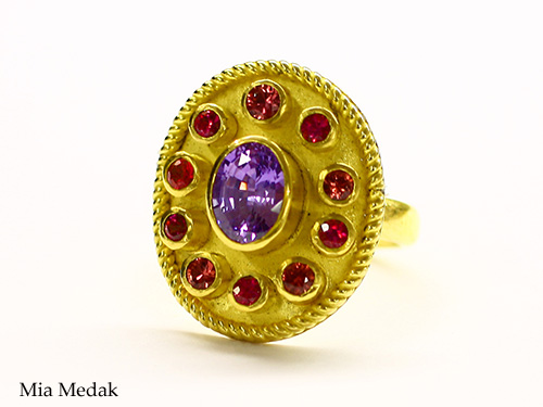 22k gold with Sapphire and Rubies