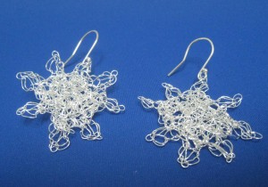 Snowflakes, crocheted fine silver, Yleana Martinez