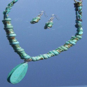 Turquoise Teardrop Pendant & Barrel beads